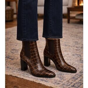 Lauren Ralph Lauren Mylah Brown Leather Ankle Booties Size 7 New